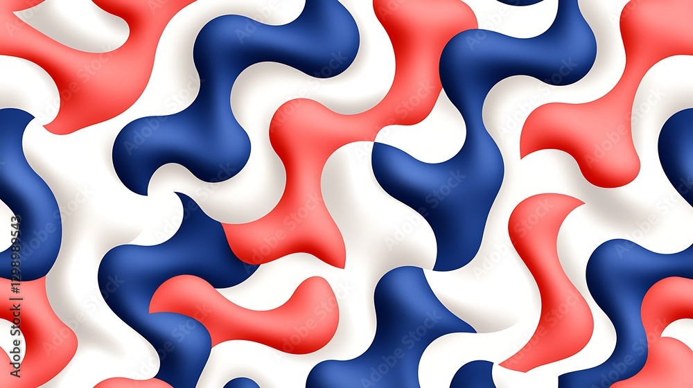 Colorful Abstract Waves in Red, Blue, and White with Smooth Curves and Textured Layers for Background Use Colorful Abstract Waves in Red, Blue, and White with Smooth Curves and Textured Layers for Background Use
