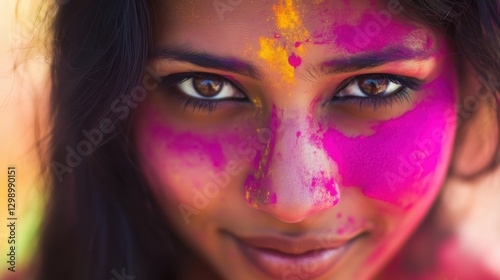 Celebrating the Holi Festival of Colors in India with vibrant hues and joyful expressions photo