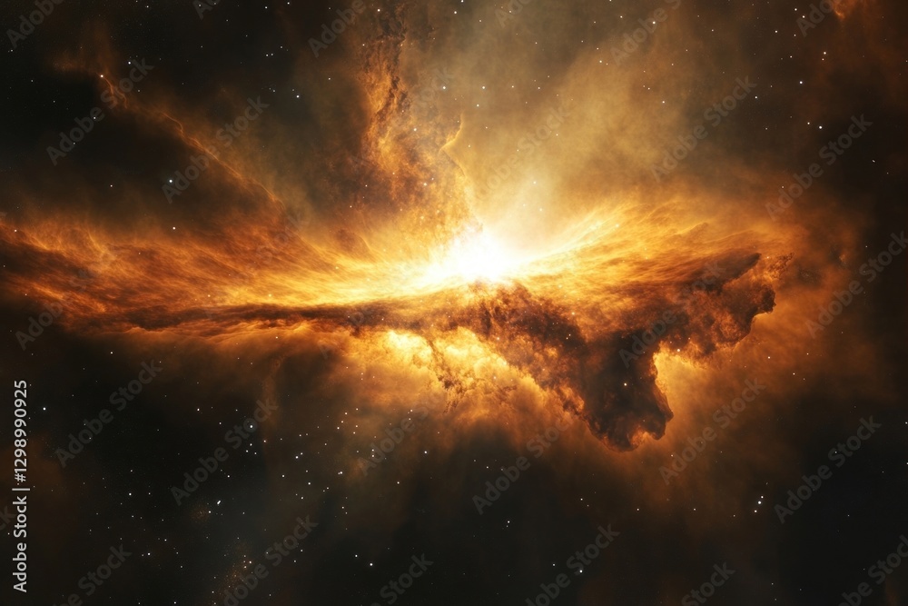 Fototapeta premium protostar forming in a nebula, capturing the vibrant hues and the dust and gas clouds surrounding it