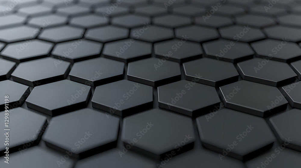 Black Hexagonal Geometric Texture Background With Shiny Metallic Surface And Three Dimensional Structure Black Hexagonal Geometric Texture Background With Shiny Metallic Surface And Three Dimensional Structure