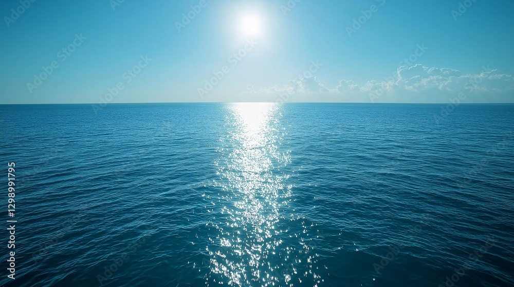 Obraz premium Calm ocean view tropical beach nature landscape clear blue sky wide angle tranquility and serenity