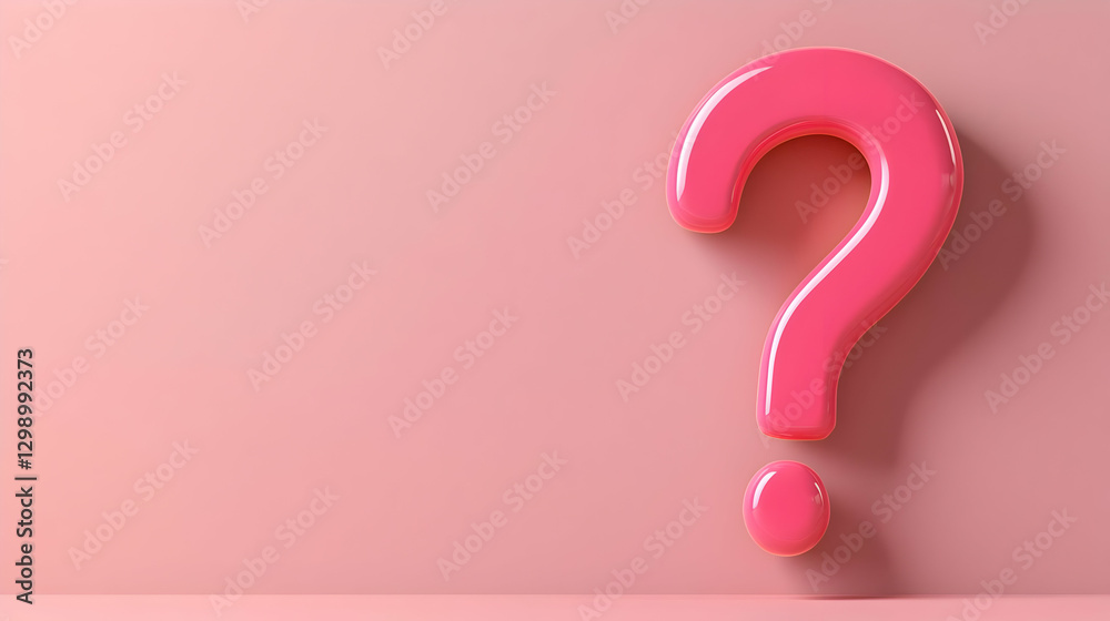 Pink Question Mark Floating Against a Pink Background Representing Uncertainty Pink Question Mark Floating Against a Pink Background Representing Uncertainty