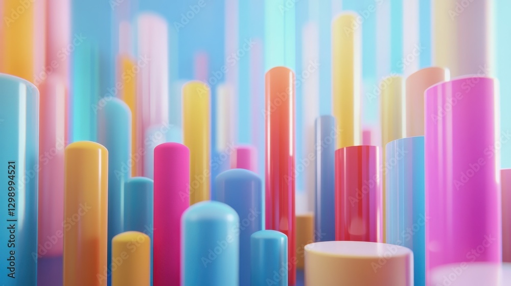 Colorful 3D graphs and charts on blue background, representing data analysis and growth. vibrant colors enhance visual appeal of statistical elements Colorful 3D graphs and charts on blue background, representing data analysis and growth. vibrant colors enhance visual appeal of statistical elements