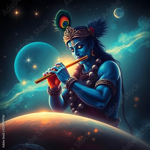 Lord Krishna, the eighth avatar of Vishnu, is the divine protector, guide, and symbol of love, wisdom, and dharma. Janasthami photo