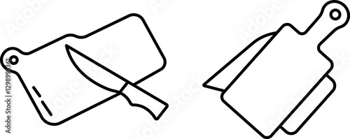 "Cutting Board Icon - Thin Line Outline Vector"