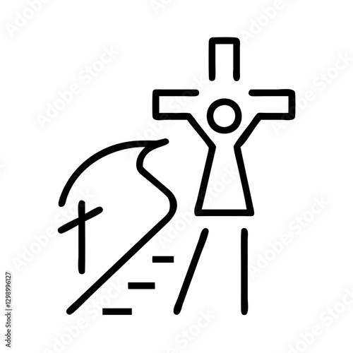 Path to salvation with a cross and figure symbolizing faith and redemption