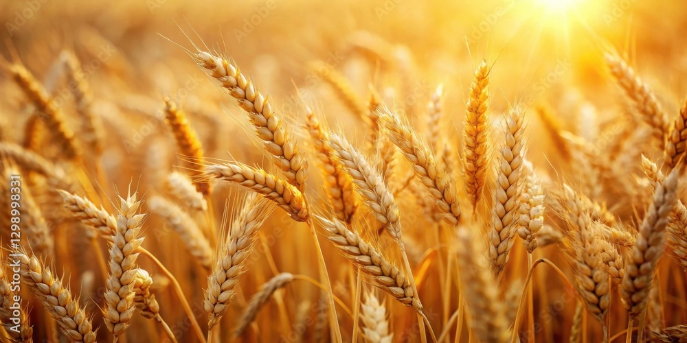 Golden Wheat Field Basking in the Warmth of a Summer Sunset, a Serene and Abundant Harvest Scene