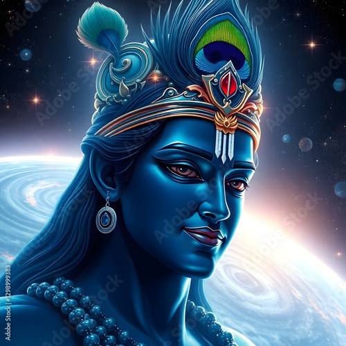Lord Krishna, the eighth avatar of Vishnu, is the divine protector, guide, and symbol of love, wisdom, and dharma. Janasthami photo