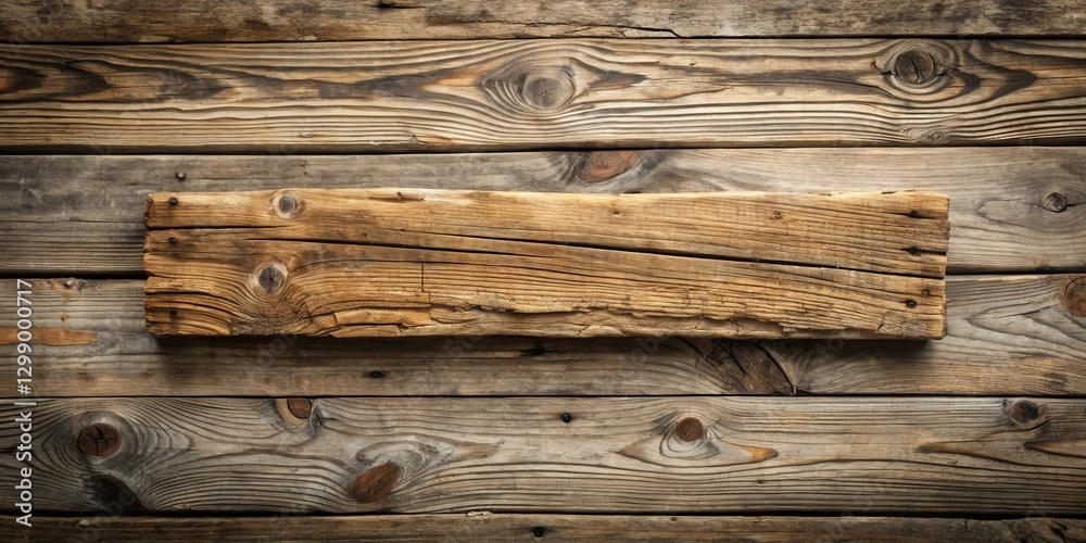 Naklejka premium Rustic Weathered Wood Plank on Aged Wooden Background, Ideal for Text or Design Elements