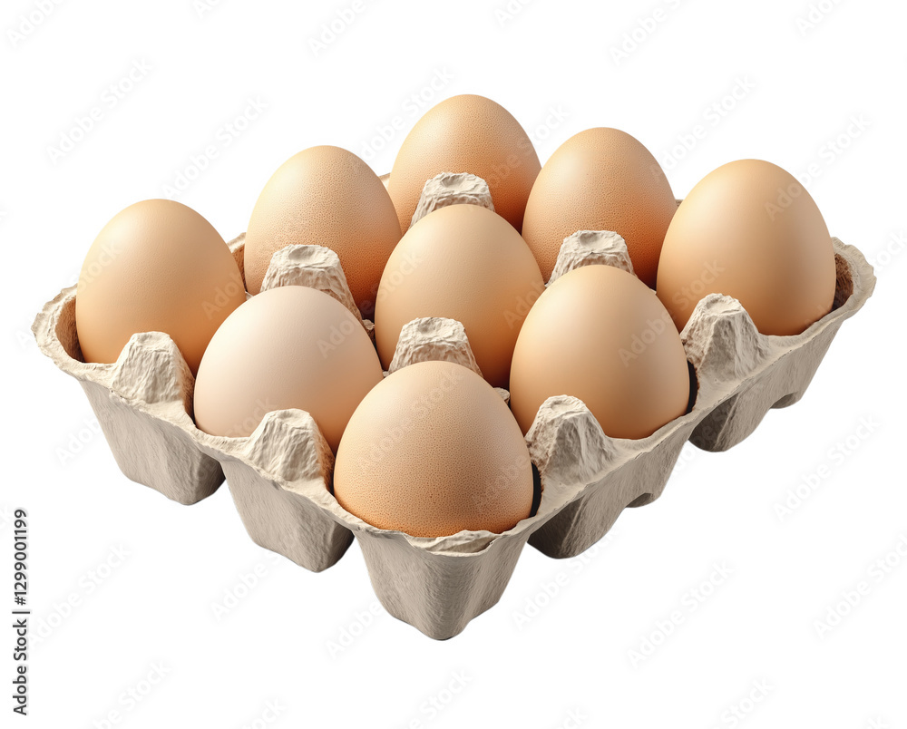 Brown eggs in a cardboard carton isolated on transparent background Brown eggs in a cardboard carton isolated on transparent background
