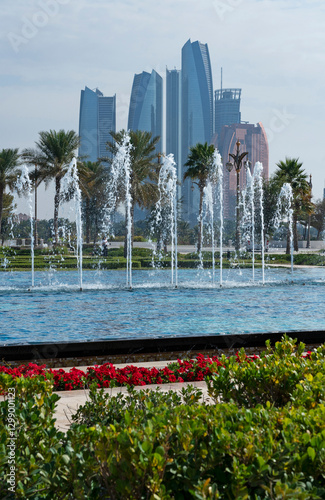 Abu Dhabi fountains city view, United Arab Emirates