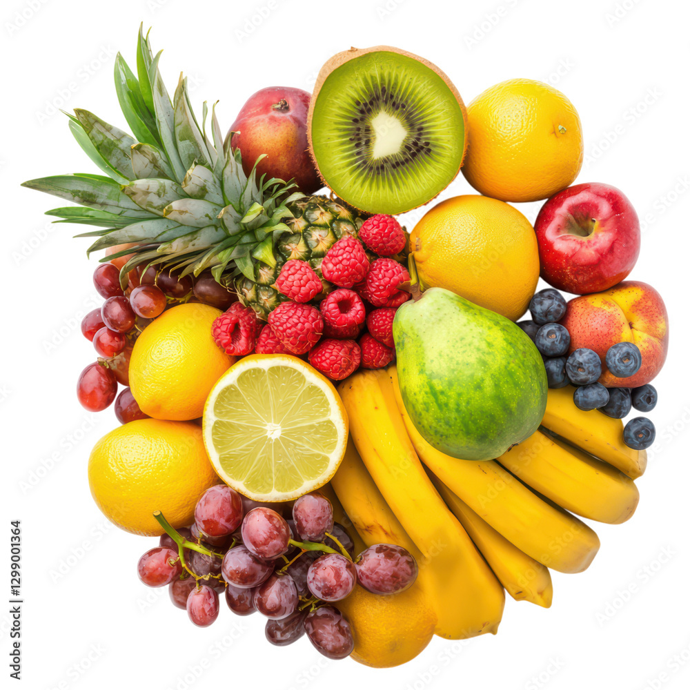 Fresh fruit assortment with tropical and, Food concept, isolated on transparent background Fresh fruit assortment with tropical and, Food concept, isolated on transparent background