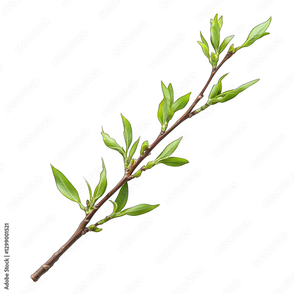 Fototapeta premium Green Leafy Branch Isolated On White Background