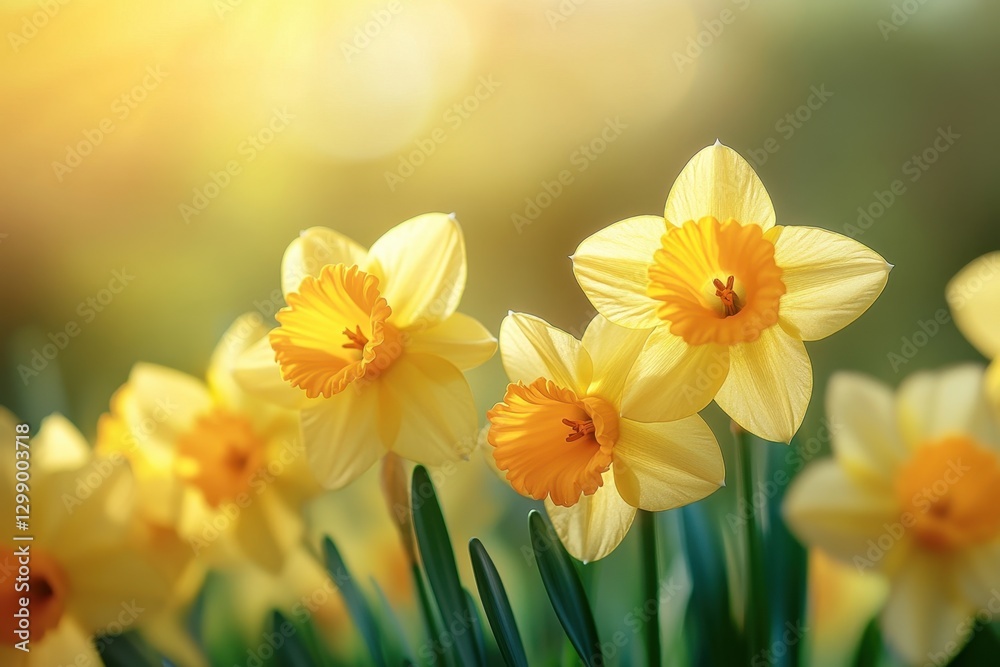Sunlit daffodils capture spring's essence with radiant yellow hues. A vibrant floral display symbolizes renewal and natural beauty. Sunlit daffodils capture spring's essence with radiant yellow hues. A vibrant floral display symbolizes renewal and natural beauty.