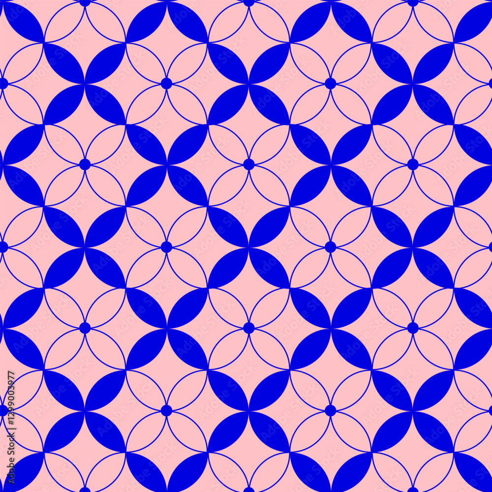 Fototapeta premium Vector seamless abstract pattern with blue elements on pink background