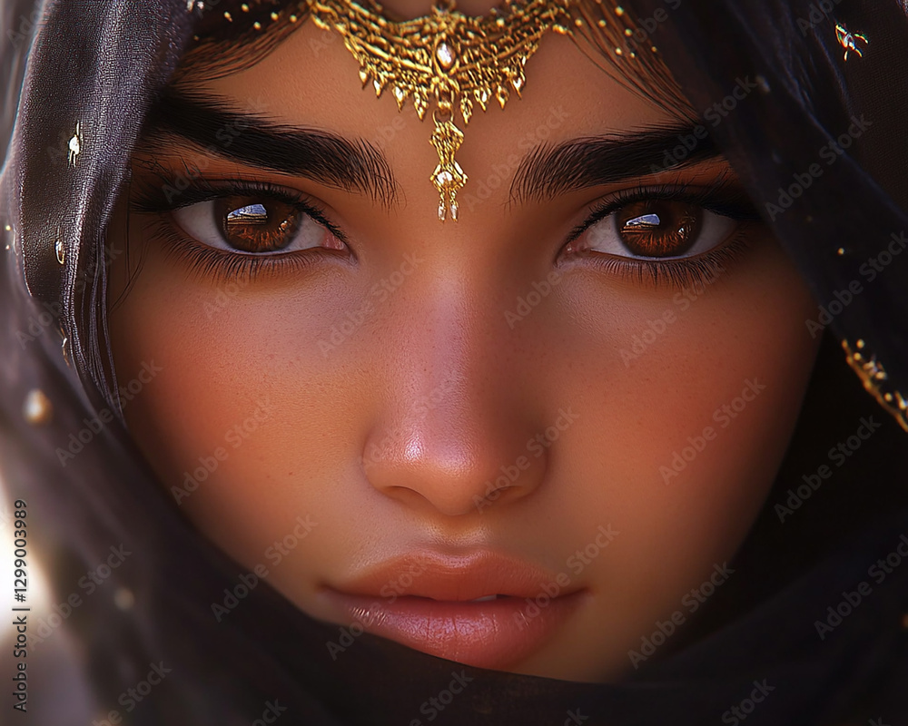 Naklejka premium Middle Eastern Arab beauty close-up