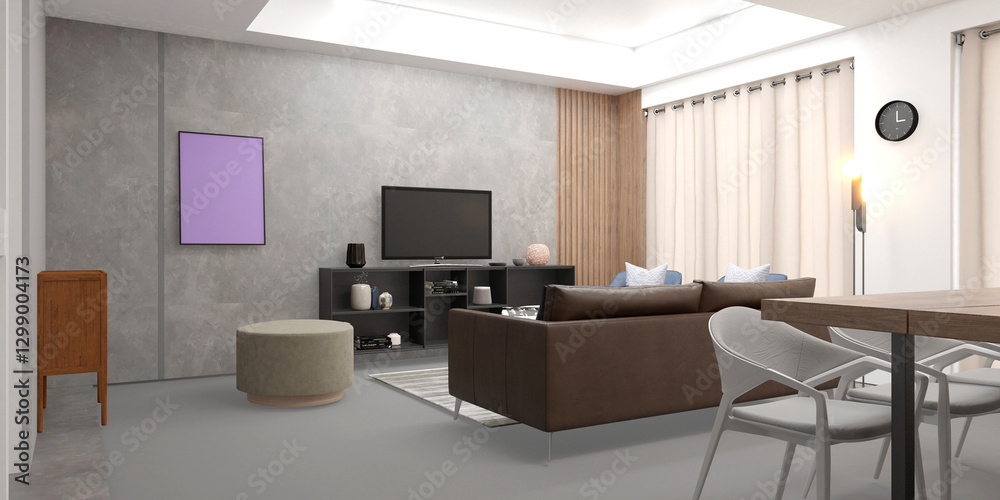 Fototapeta premium 3d render home interior living room