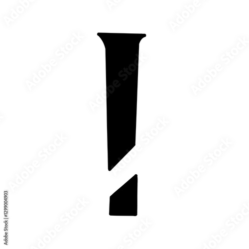 Magic Bold exclamation mark symbol in hand drawn style. Vector illustration isolated on white background. For typography, font, shop, logo, alphabet, sales, signboard, education, branding.