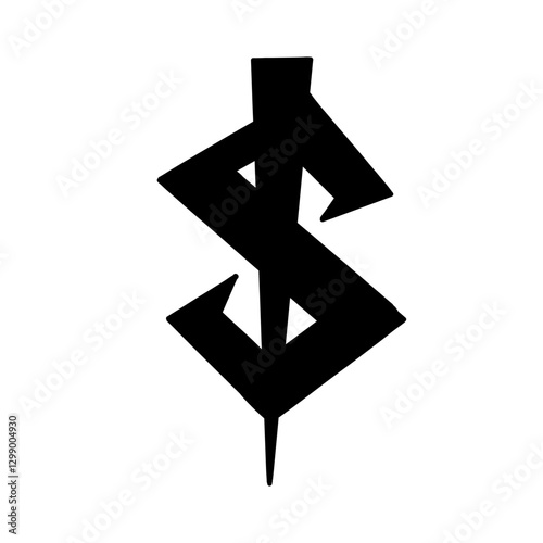Magic Bold dollar sign symbol in hand drawn style. Vector illustration isolated on white background. For typography, font, shop, logo, alphabet, sales, signboard, education, branding, presentation.