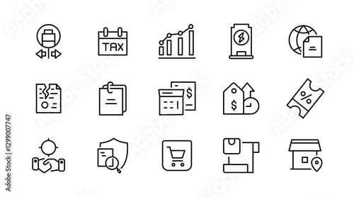 Power purchase agreement linear icons set. Financial, business, company, eco, payment, sustainable, product, shopping, and document line icon collection. UI thin outline icon pack