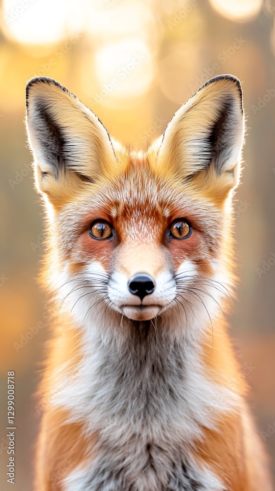 Fototapeta premium Red fox autumn gradient curious look