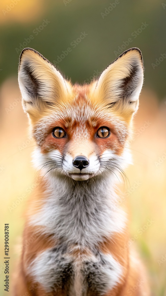 Fototapeta premium Red fox autumn gradient curious look