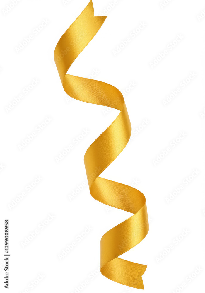 Elegant Golden Ribbon Spiral on White Background Elegant Golden Ribbon Spiral on White Background