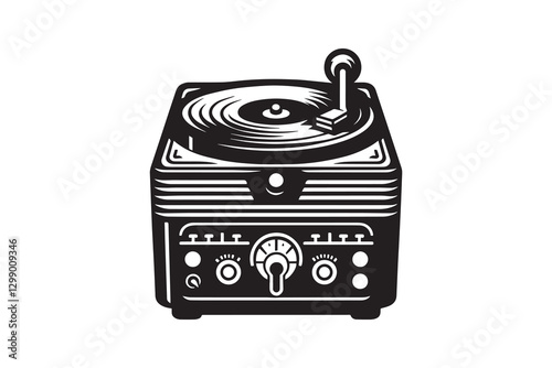 Old musical system silhouette vector