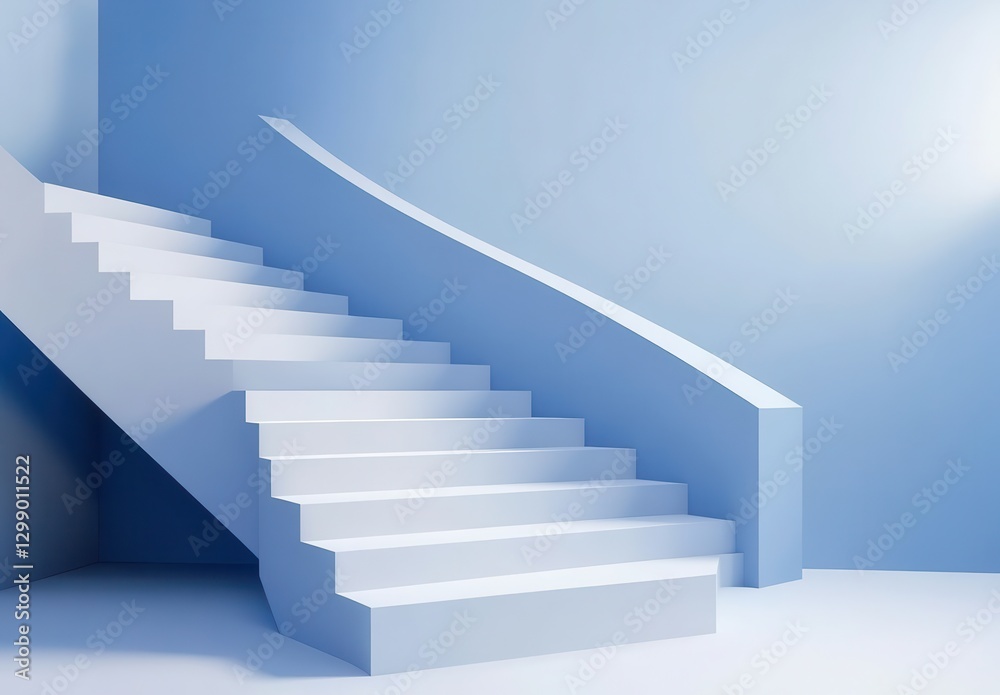 Modern Abstract Staircase in Soft Blue Hue with Minimalist Design and Clean Lines Showcase Architectural Elegance and Contemporary Aesthetics Modern Abstract Staircase in Soft Blue Hue with Minimalist Design and Clean Lines Showcase Architectural Elegance and Contemporary Aesthetics