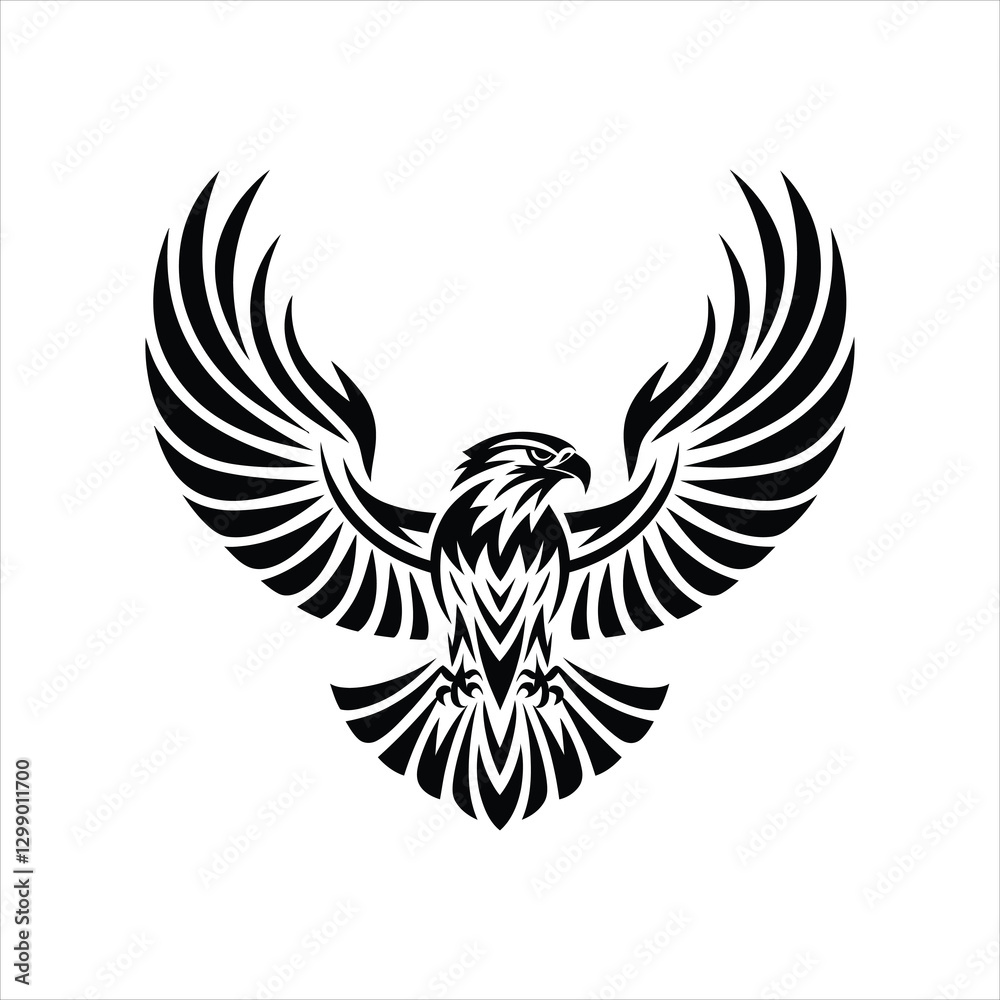 Fototapeta premium Abstract Eagle Logo – Black Tribal Bird Illustration. AI generative.