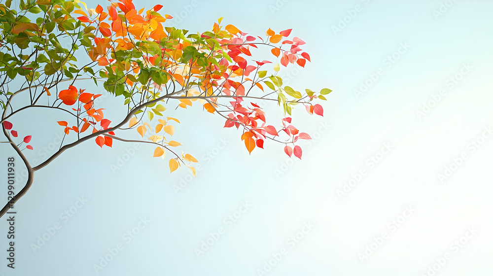Colorful Autumn Tree Branches with Vibrant Leaves under a Clear Blue Sky Illuminating Natural Beauty Colorful Autumn Tree Branches with Vibrant Leaves under a Clear Blue Sky Illuminating Natural Beauty