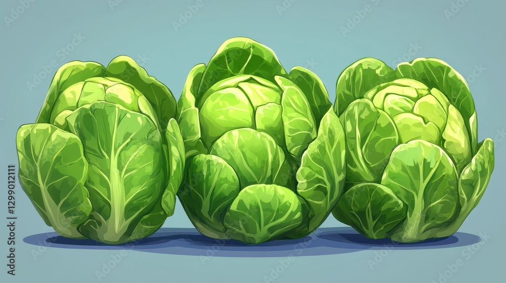 Fototapeta premium green brussels sprouts isolated,cartoon