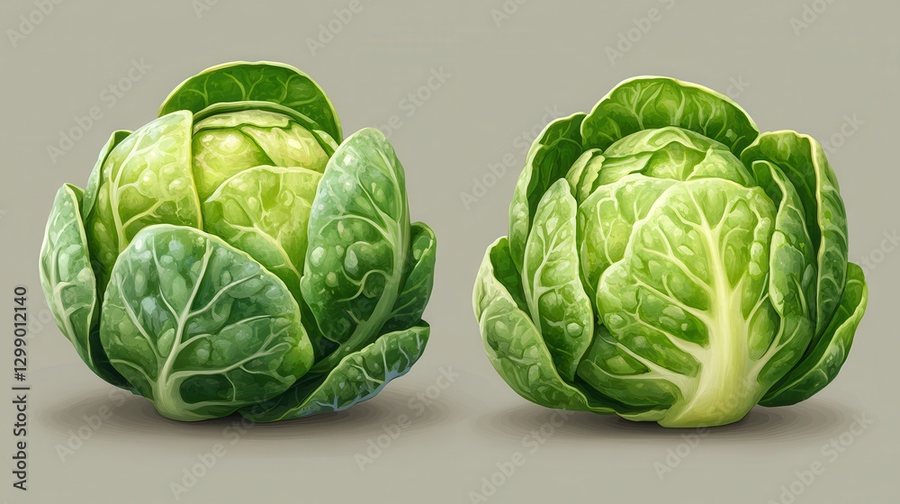 Fototapeta premium green brussels sprouts isolated,cartoon