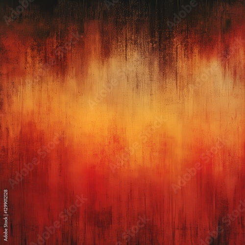 Vibrant abstract painting featuring a dynamic blend of fiery red and orange hues swirling together against a contrasting deep black backdrop, creating a striking visual impact. photo