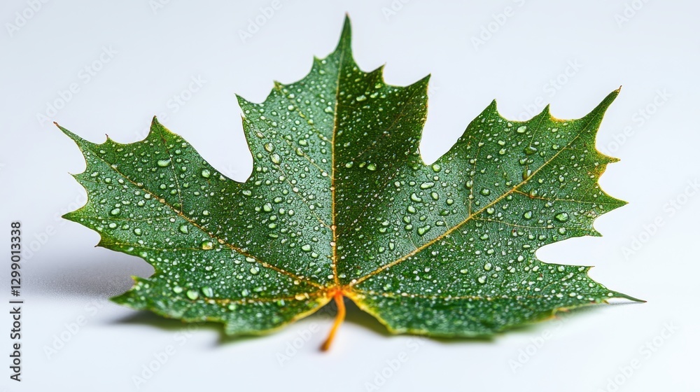 Fototapeta premium green maple leaf isolated,studio background