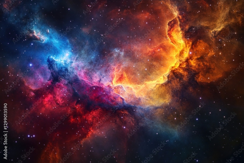 Fototapeta premium nebula with vibrant colors revealing cosmic gases, distant planets, and radiant energy