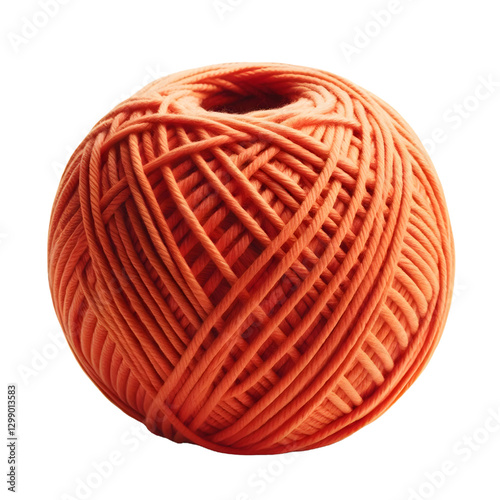 Vibrant orange yarn ball isolate on White background