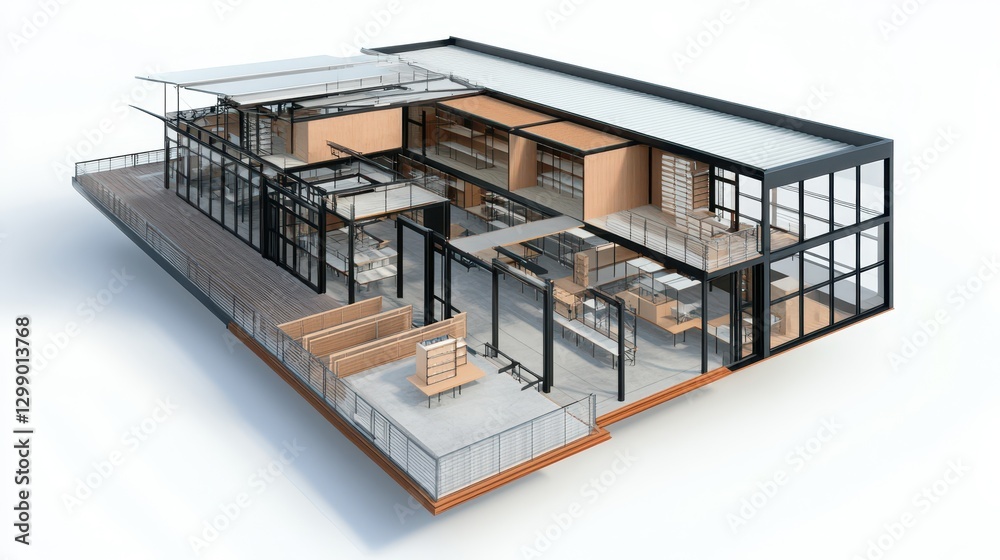 Modern Architectural Design of a Glass Building Model Modern Architectural Design of a Glass Building Model