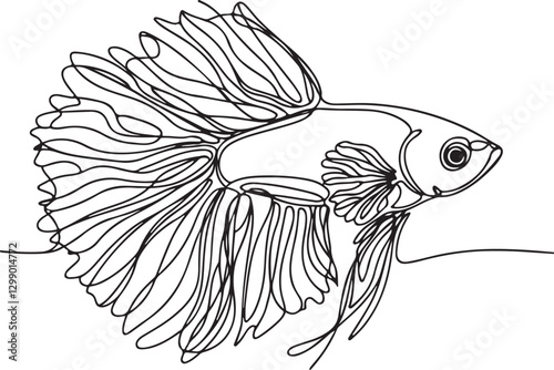Guppy Fish Line Drawing – Simple Vector Art 