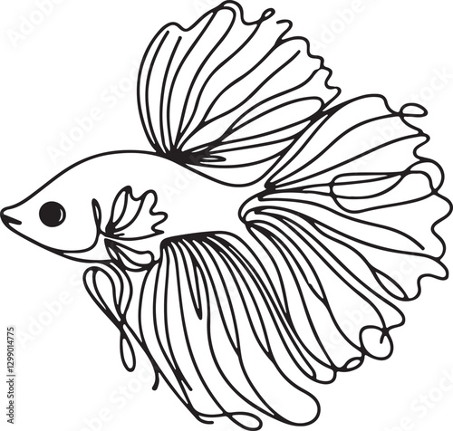 Guppy Fish Line Drawing – Simple Vector Art 
