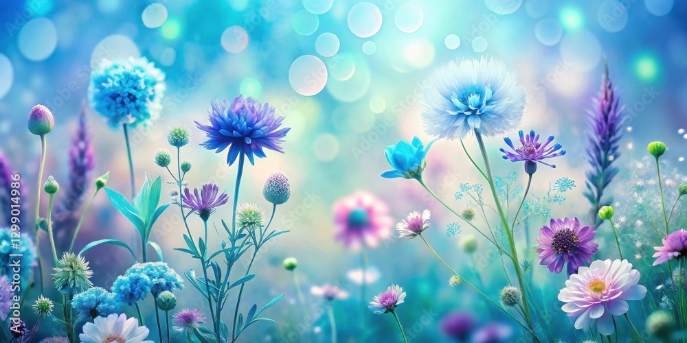 Obraz premium Enchanted Meadow A Serene Vision of Pastel Blossoms in a Dreamlike Field of Delicate Flowers, Softly Illuminated by a Magical, Ethereal Light