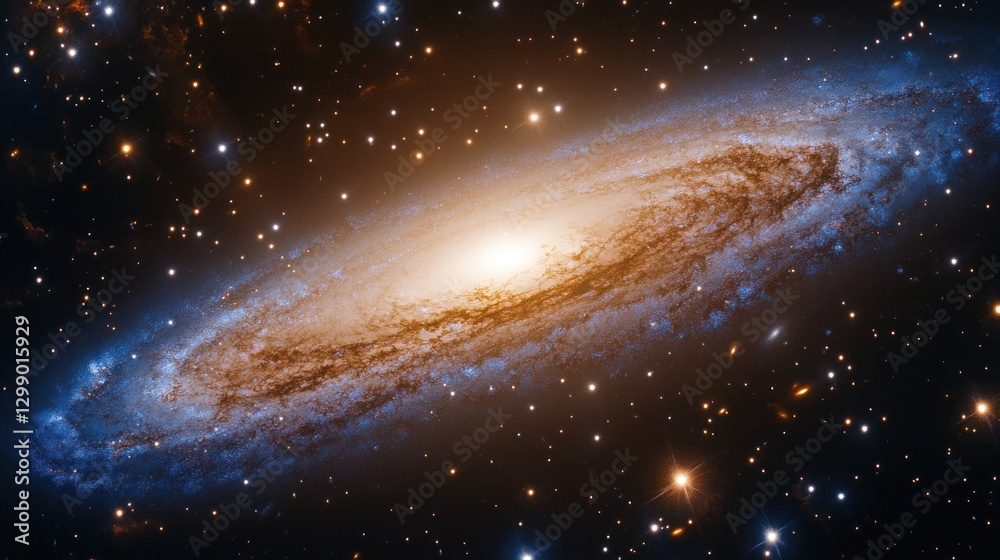 Fototapeta premium Andromeda Galaxy Spiraling in Deep Space with Stars and Cosmic Dust