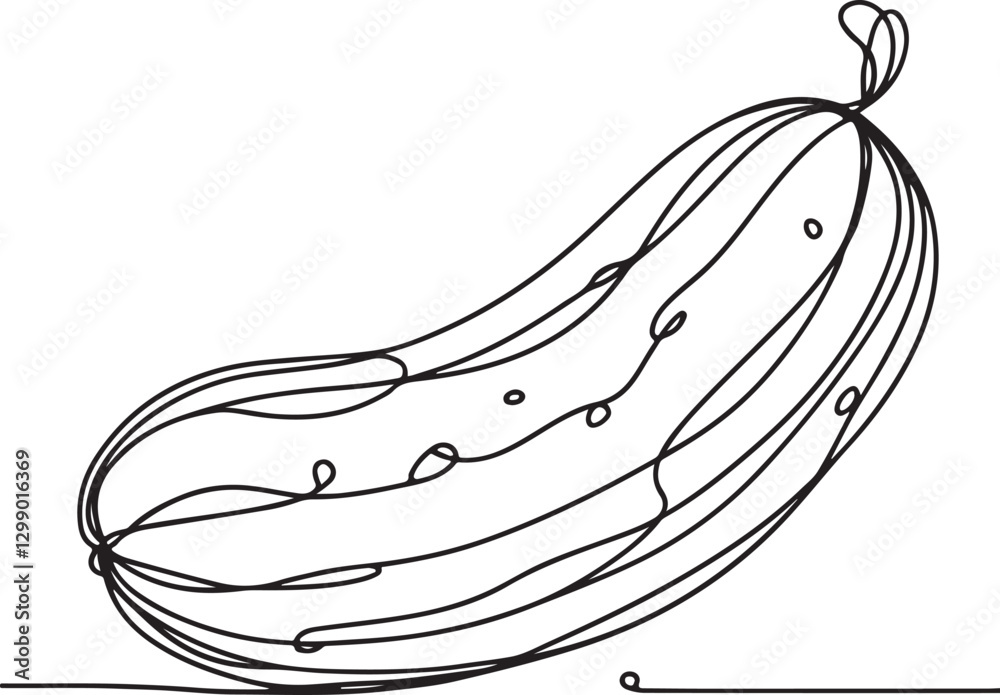 Minimalistic Line Drawing of Cucumber – Vector Art Minimalistic Line Drawing of Cucumber – Vector Art