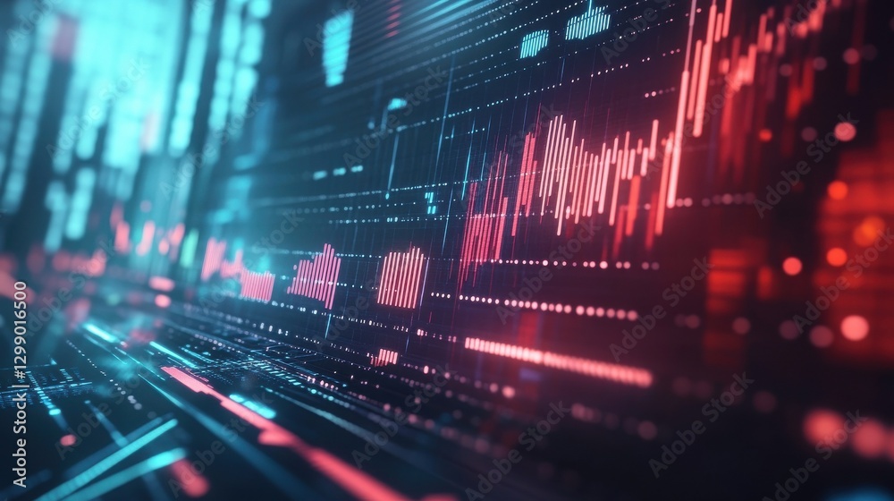 Fototapeta premium Startup growth strategy with a 3D chart and financial graphs sharp focus ultra HD futuristic theme