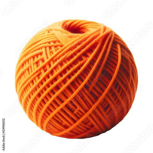Vibrant orange yarn ball isolate on White background