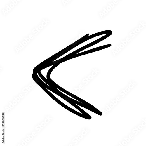 Handwritten less than symbol in hand drawn style. Vector illustration isolated on white background. For typography, font, shop, logo, alphabet, sales, signboard, education, branding, presentation.