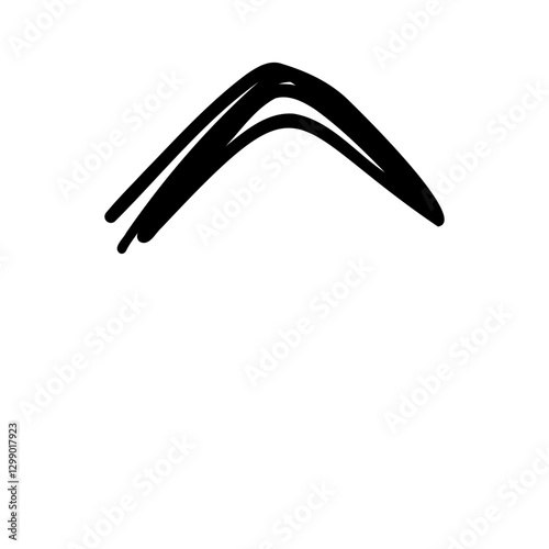 Handwritten caret symbol in hand drawn style. Vector illustration isolated on white background. For typography, font, shop, logo, alphabet, sales, signboard, education, branding, presentation.