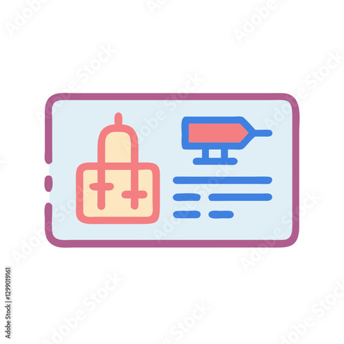 Illustration of a medical prescription card featuring a bottle and syringe, representing healthcare and medication management
