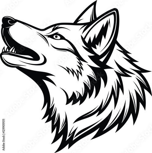 Wolf head logo template illustration vector