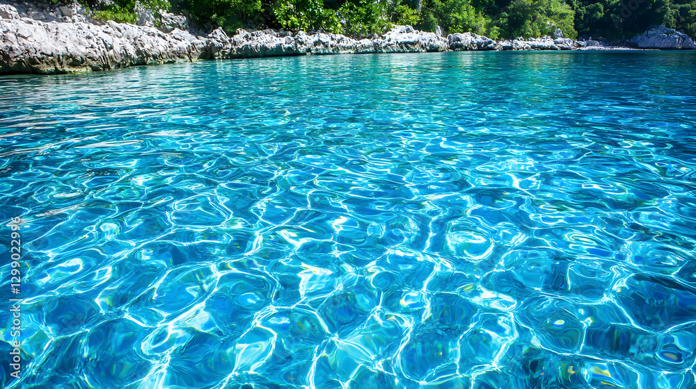 Obraz premium Clear Blue Water Surface with Light Reflections and Subtle Ripple Patterns